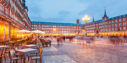 Madrid plaza at twilight