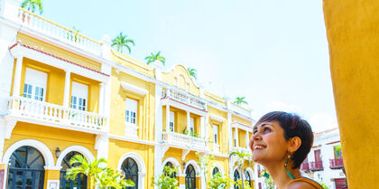 lady admiring architecture in Columbia 